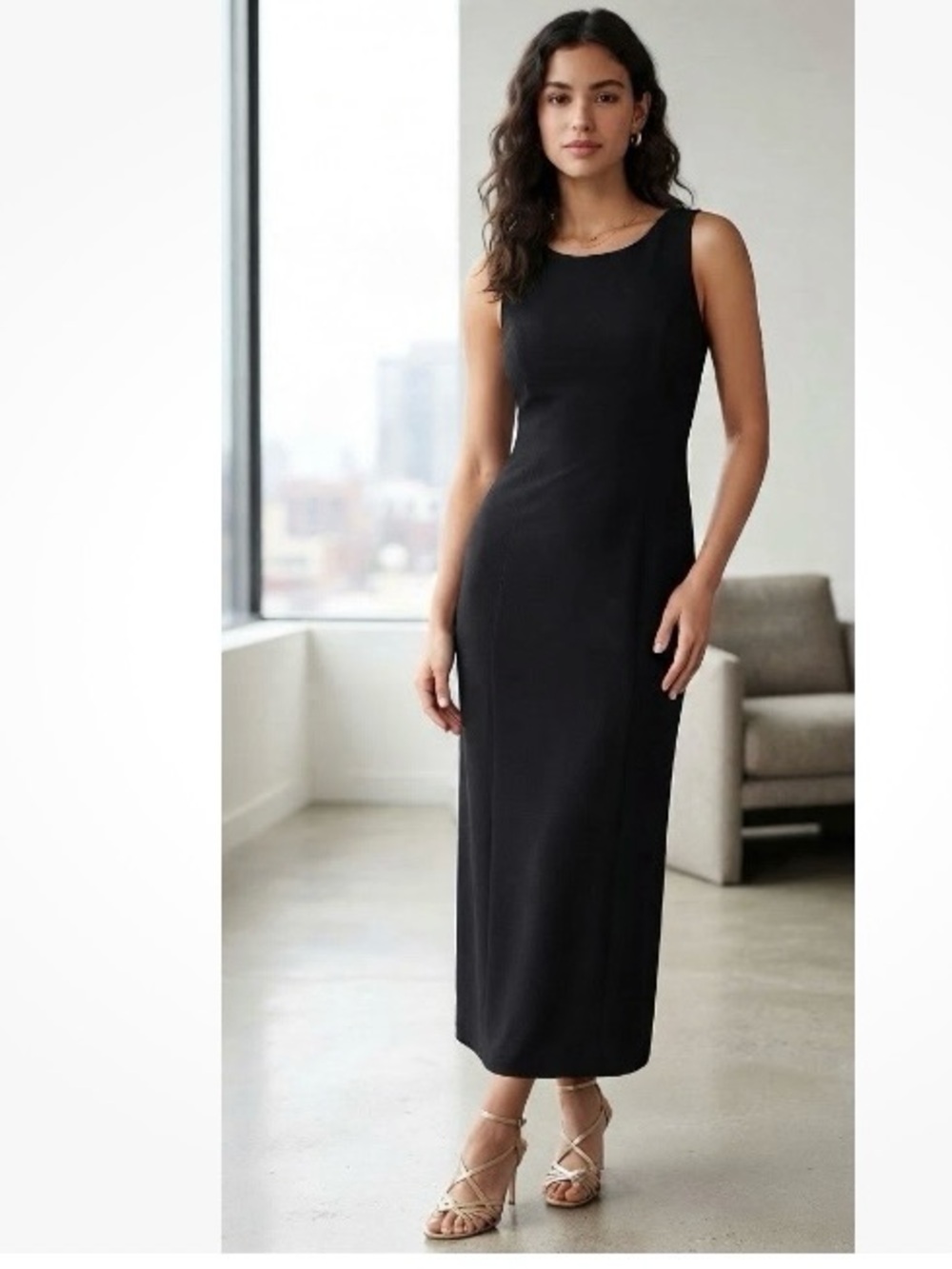 Jessica London Black Sleeveless Maxi Dress Size 18W EUC
